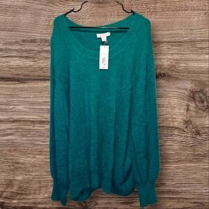 Liz Claiborne Green Fuzzy Sweater Large